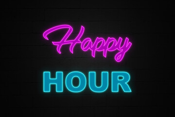 Fototapeta na wymiar Happy hour - Neon light