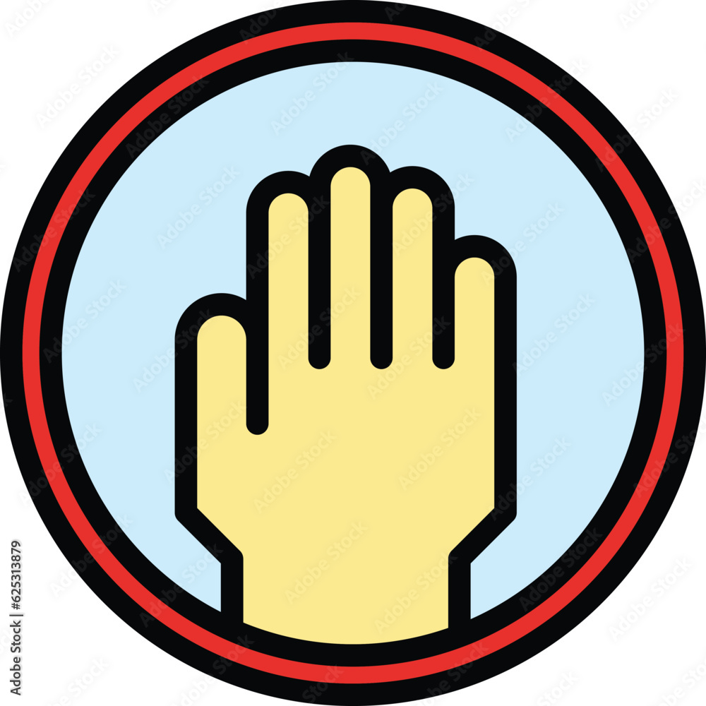 Poster touch restricted icon outline vector. access forbidden. avoid contact color flat