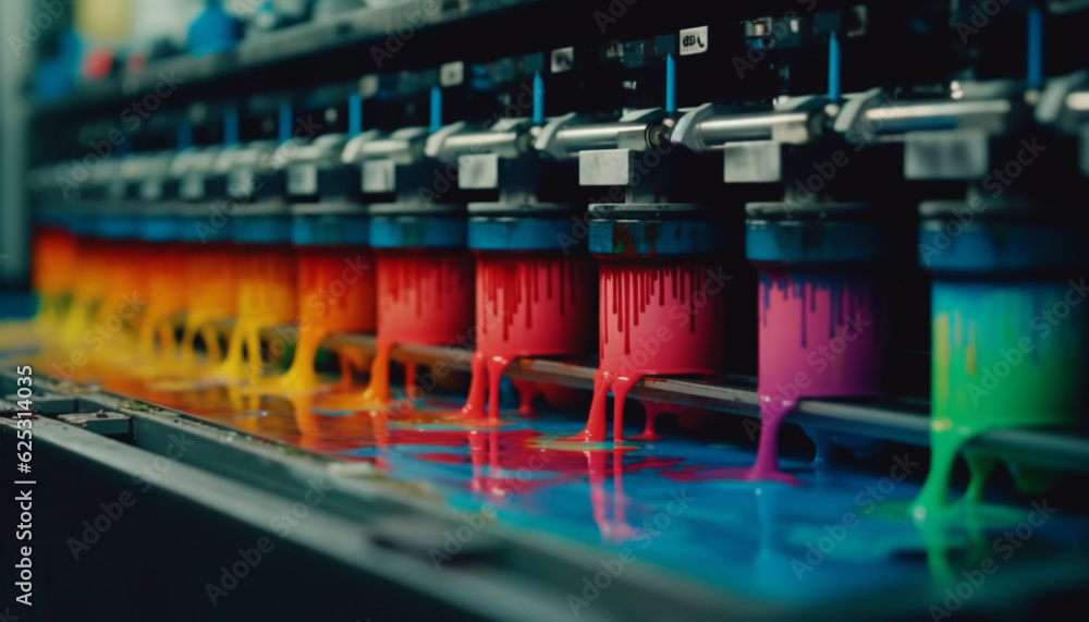 Poster automated production line with machinery and equipment in a factory generated by ai