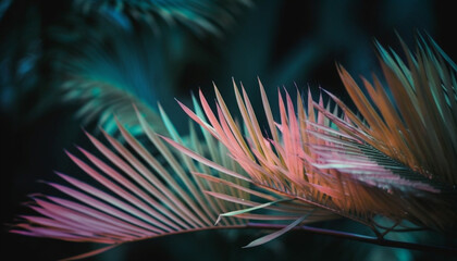 Fototapeta premium Vibrant underwater reef with striped fish and blurred motion generated by AI