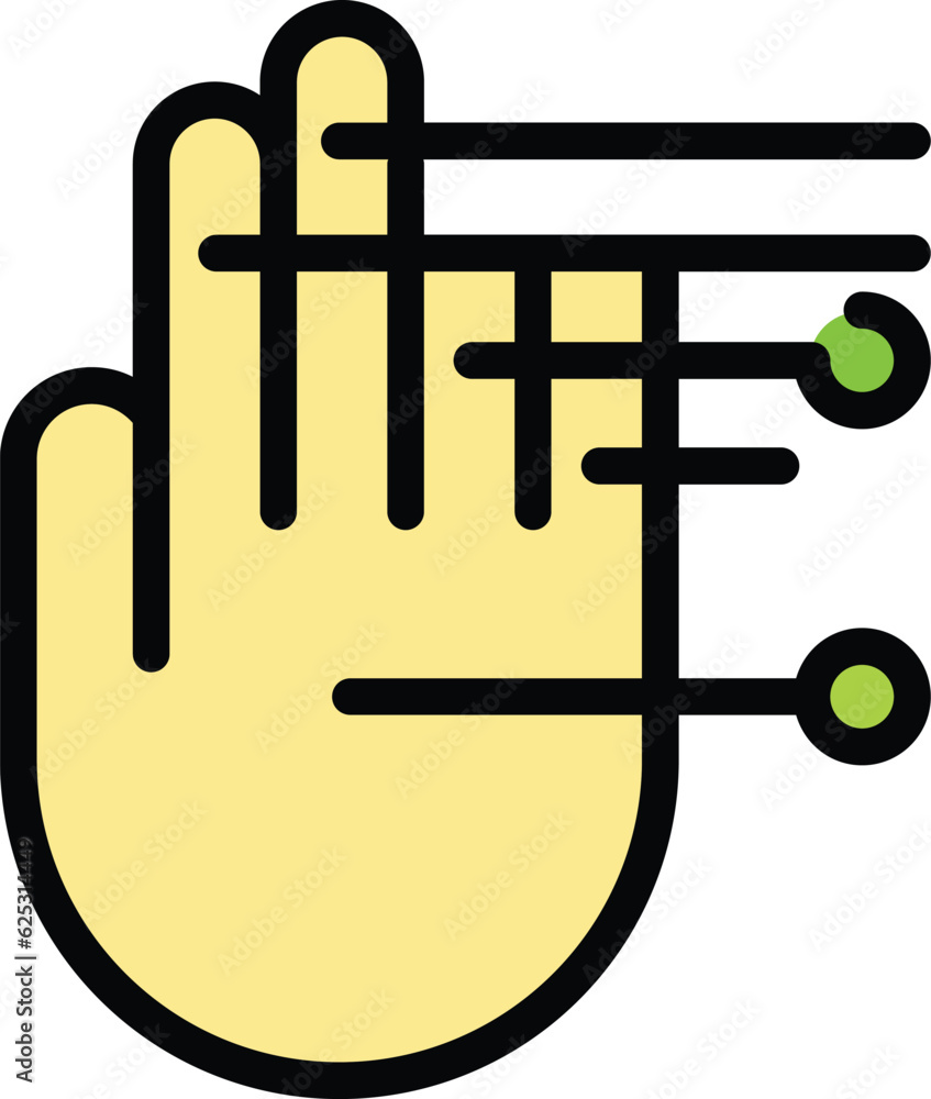 Poster access palm scanning icon outline vector. biometric recognition. hand scan color flat