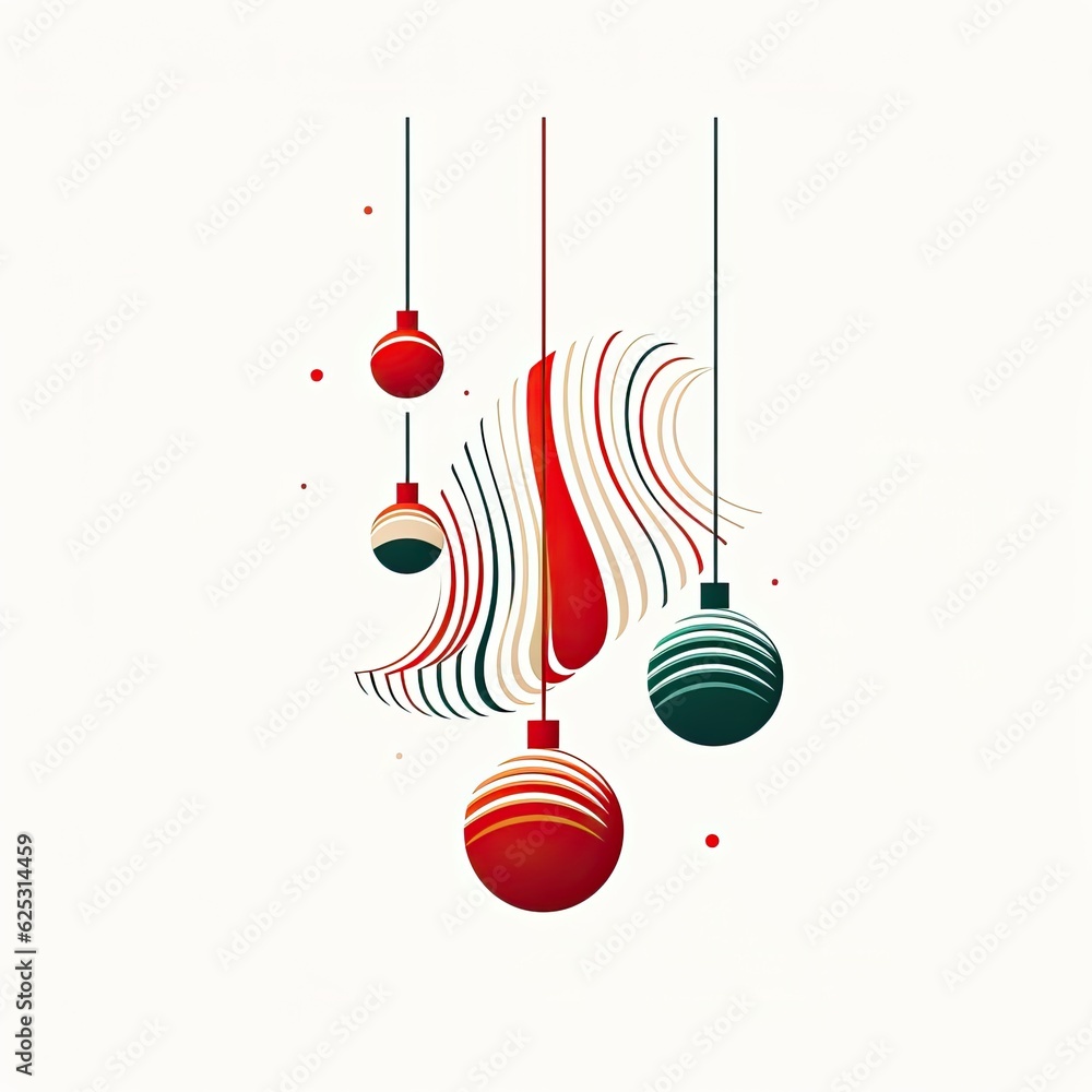 Aufkleber a group of christmas ornaments hanging from strings. generative ai. christmas tree with ornaments.