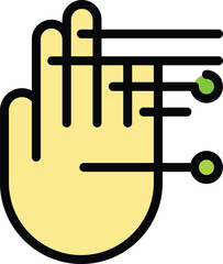 Access palm scanning icon outline vector. Biometric recognition. Hand scan color flat
