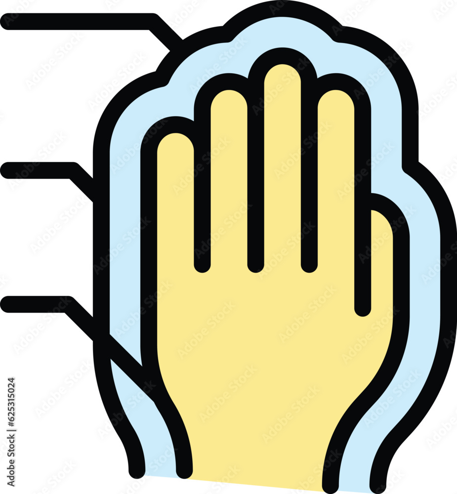 Poster palm authorization icon outline vector. biometric recognition. fingerprint scan color flat