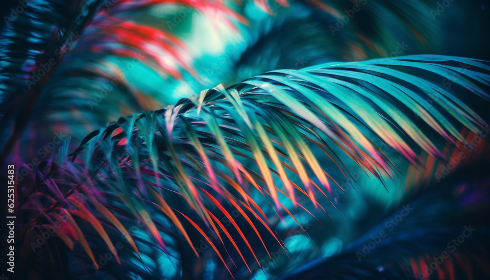 Aufkleber vibrant colors illuminate abstract nature pattern in futuristic backdrop generated by ai