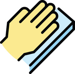 Obraz premium Palm id recognition icon outline vector. Biometric scan. Identification fingerprint color flat