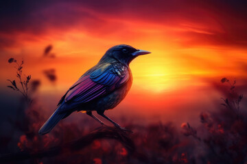 Sunset Bird Surreal Inspirational Nature Abstract