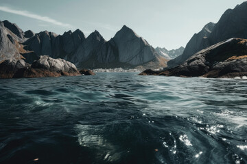 Mountains surrounded by water