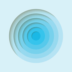 3D background with paper cut light and dark blue colours round holes. Realistic design layout for presentation, flyer, poster, banner, business card. Geometric vector illustration.