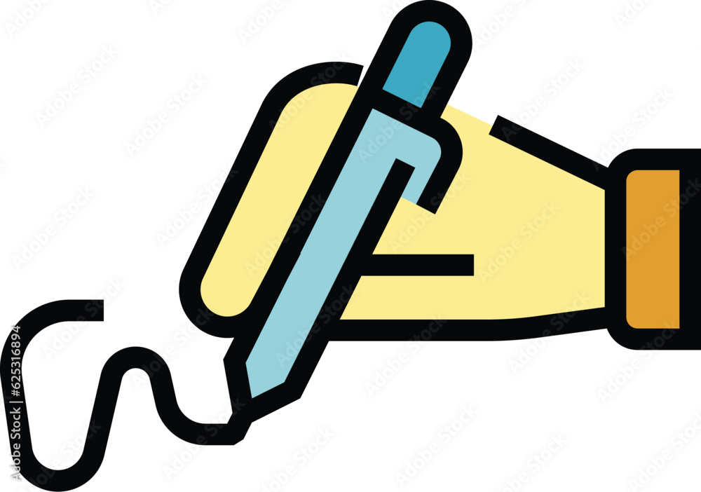 Poster handwriting access icon outline vector. scan signature. biometric recognition color flat