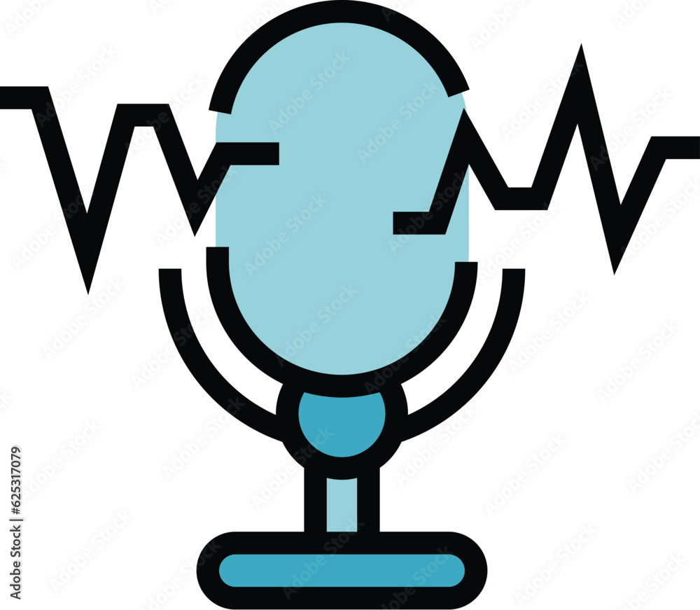Poster detect speech icon outline vector. voice recognition. sound detection color flat