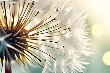 Dandelion Elegance: Beautiful Fluffy Dandelion Flower Closeup. Generative AI