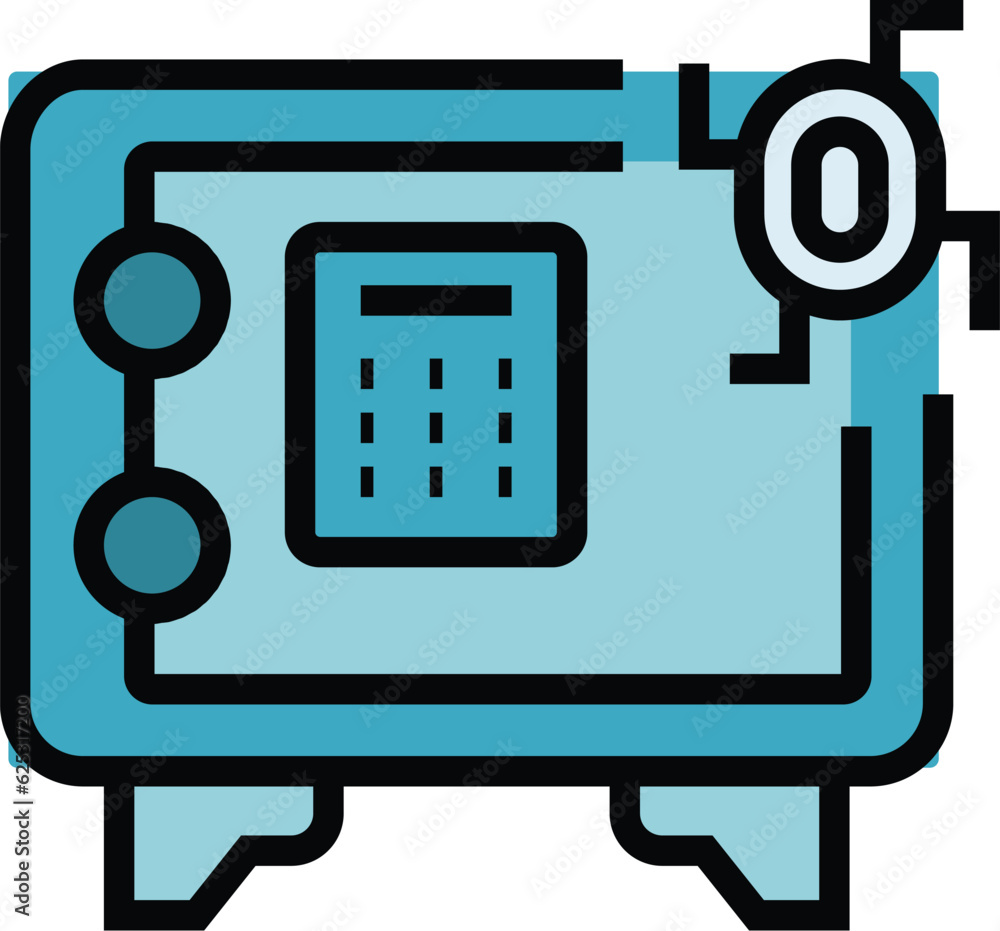Poster safe box security icon outline vector. safety lock. code combination color flat