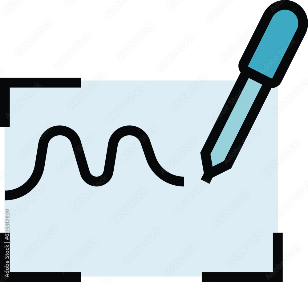 Poster handwriting signature icon outline vector. digital recognition. online authorization color flat
