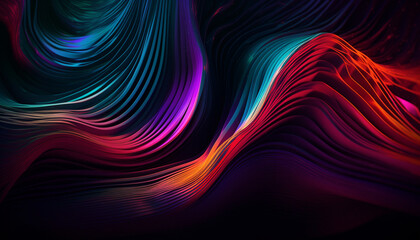 Smooth flowing wave pattern in futuristic blue decoration backdrop generated by AI