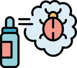 Bug spray icon outline vector. Control pest. Poison insect color flat