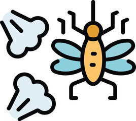 Spraying insect icon outline vector. Bug spray. Pesticide control color flat