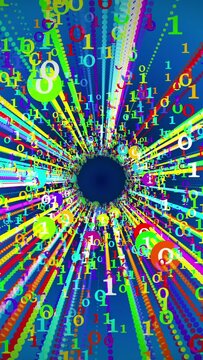 Binary hyper speed tunnel. Vertical design in 9:16 ratio. Smartphone and social media ready. 