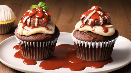 delicious cupcakes with chocolate
