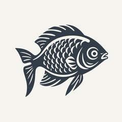 Graphic symbol of fish. Vintage woodcut engraving style vector illustration.