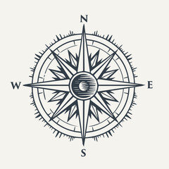 Compass. Vintage engraving style woodcut vector illustration.