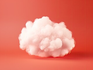 A white cloud on a red background. Generative AI.