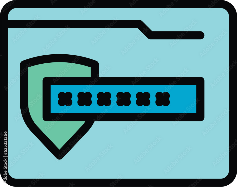 Poster folder password icon outline vector. confidential file. padlock data color flat