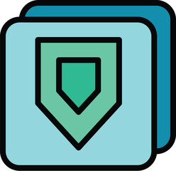 Shield safety icon outline vector. Protect guard. Privacy lock color flat