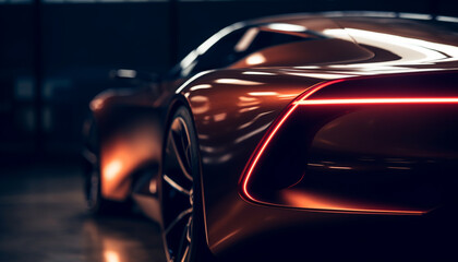 Obraz na płótnie Canvas Futuristic sports car with chrome alloy wheels and sleek curves generated by AI