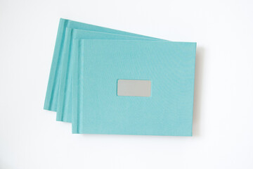 Photo albums with linen hardcover and frame for design and personalization