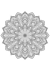 mandala with peacock feathers. Antistress coloring book page