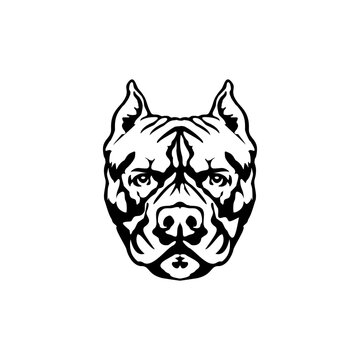 pitbull dog face vector art design
