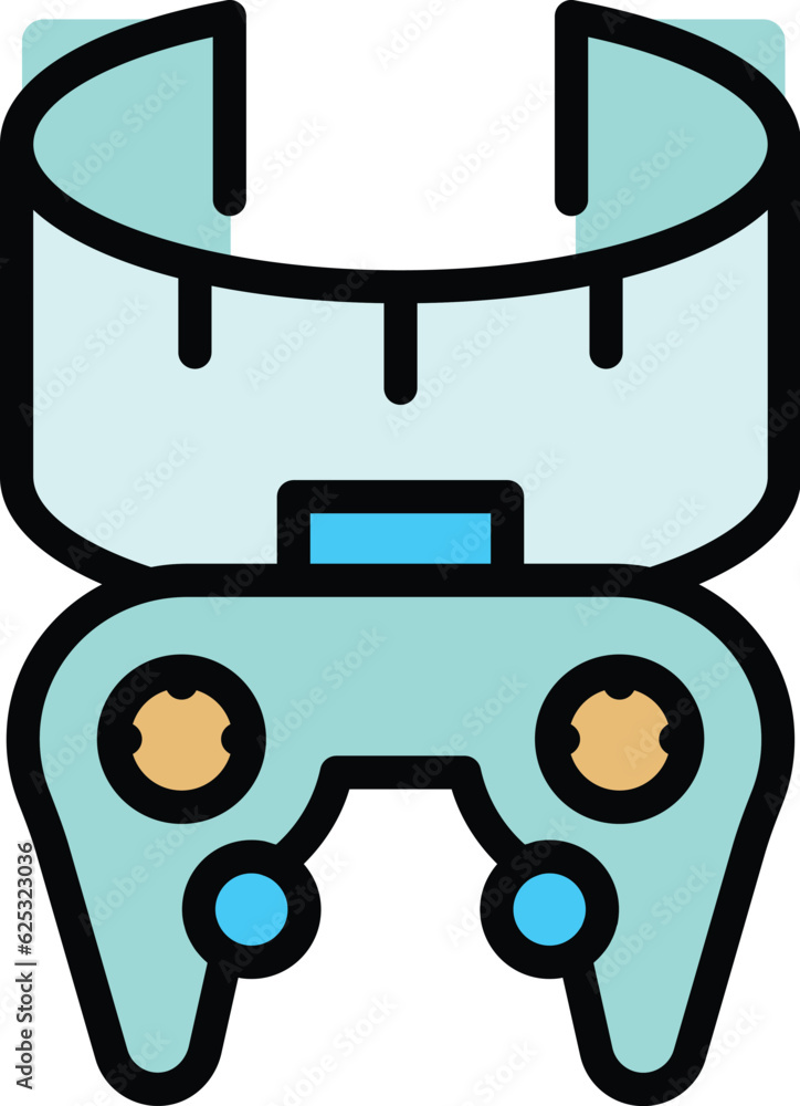 Poster joystick vr icon outline vector. vr platform. game video color flat