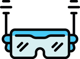 Wireless vr glasses icon outline vector. Digital reality. Game tour color flat