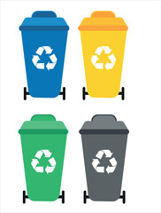 Recycle bin vector illustration. Colorful recycle bin