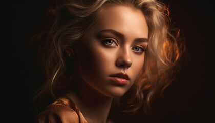 Fototapeta premium Beautiful woman with elegance and sensuality, looking at camera generated by AI