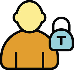 Lock theft icon outline vector. Stop fraud. Cyber key color flat