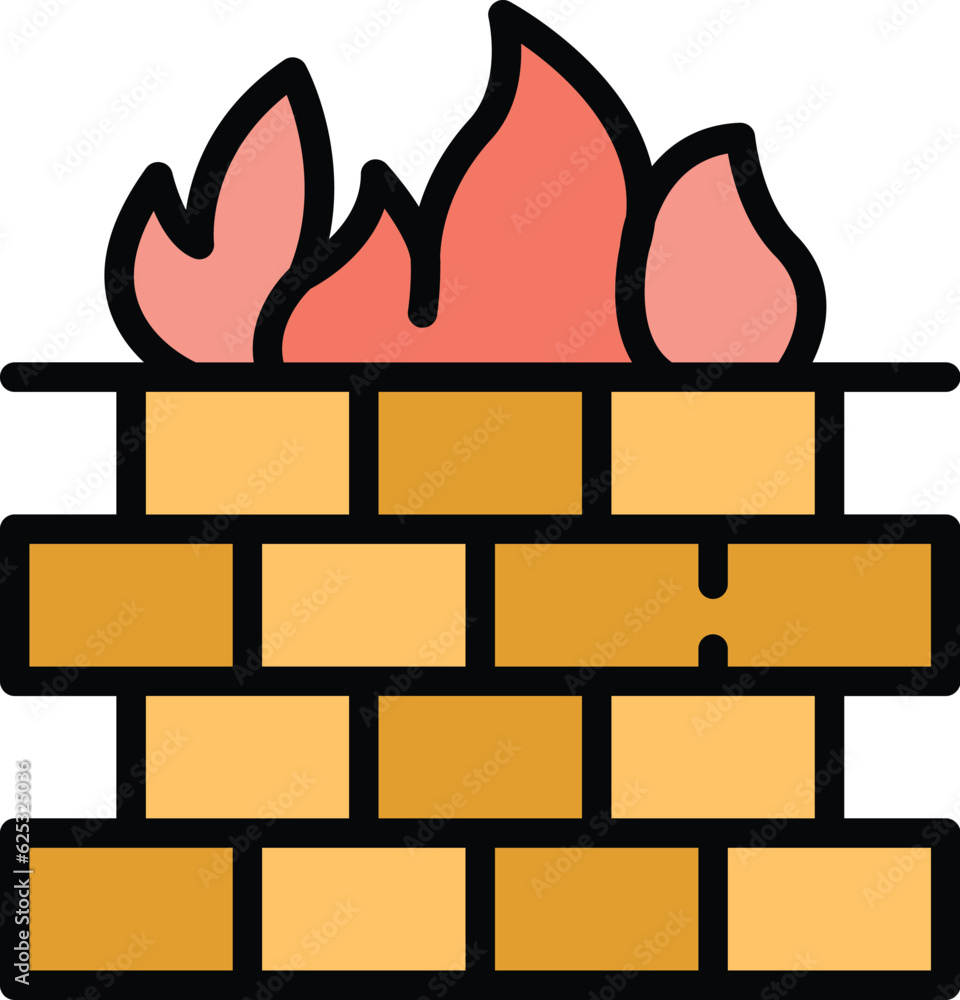 Poster firewall cyber icon outline vector. stop fraud. secure key color flat