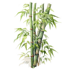 Fototapeta na wymiar A delicate watercolor painting capturing the grace and tranquility of a bamboo plant