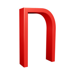 3D red alphabet letter n for education and text concept