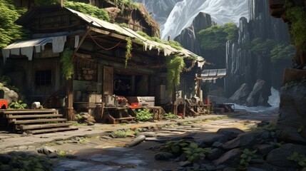 Obraz premium A climatic place with survival theme game art