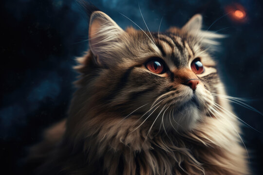 Beautiful cat in outer space. Elements of this image furnished by NASA