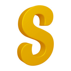 Naklejka premium 3D golden alphabet letter s for education and text concept