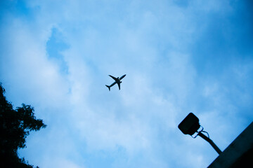 airplane flying over the sky