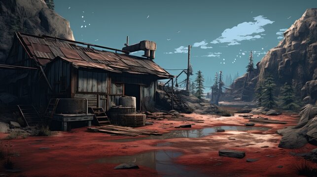 A climatic place with survival theme game art