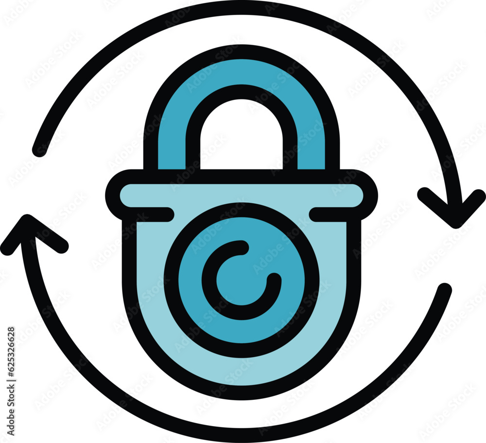 Poster change cyber lock icon outline vector. secure key. cyber fraud color flat