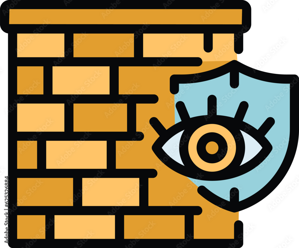 Aufkleber cyber firewall icon outline vector. stop fraud. secure key color flat