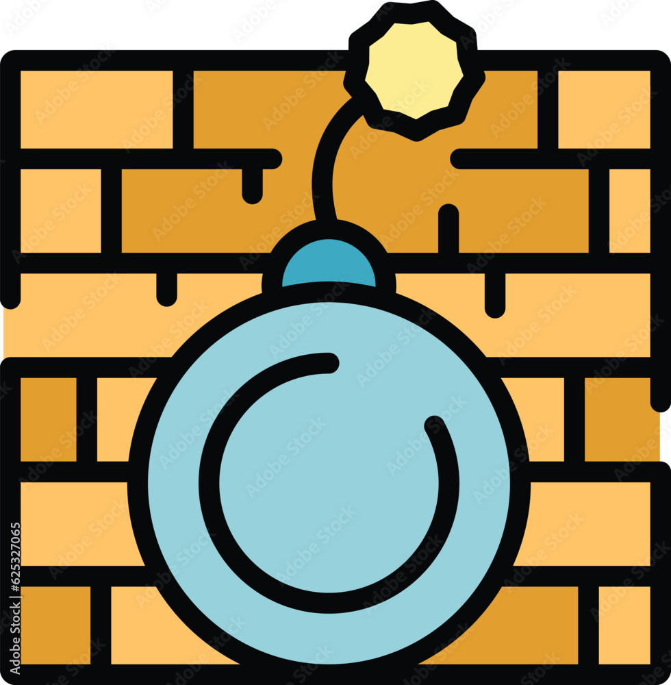 Poster firewall bomb icon outline vector. cyber money. hacker lock color flat