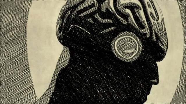 Man brain hand draw animation