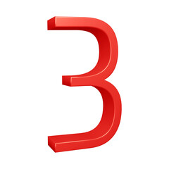 Fototapeta premium 3d red number 3 design for math, business and education concept 